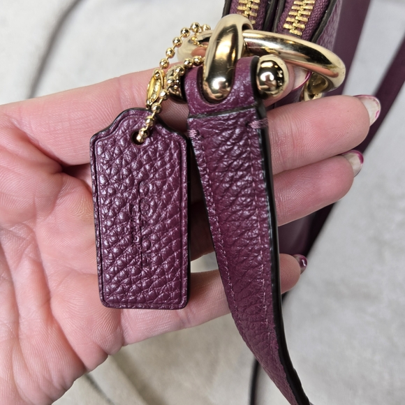 Coach Mia Crossbody Pebbled Leather Bag in Dark Berry Burgundy EUC Auth. F76645 - Picture 14 of 15